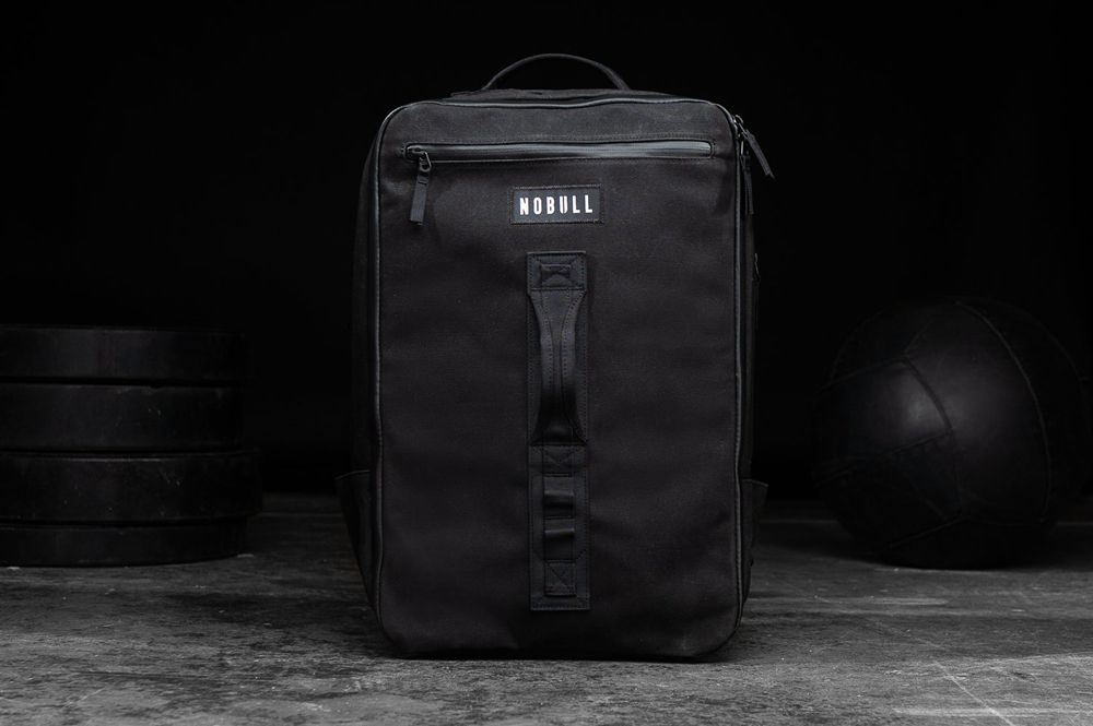 NOBULL Waxed Canvas Backpacks - Black - Ireland (5783EODLB)